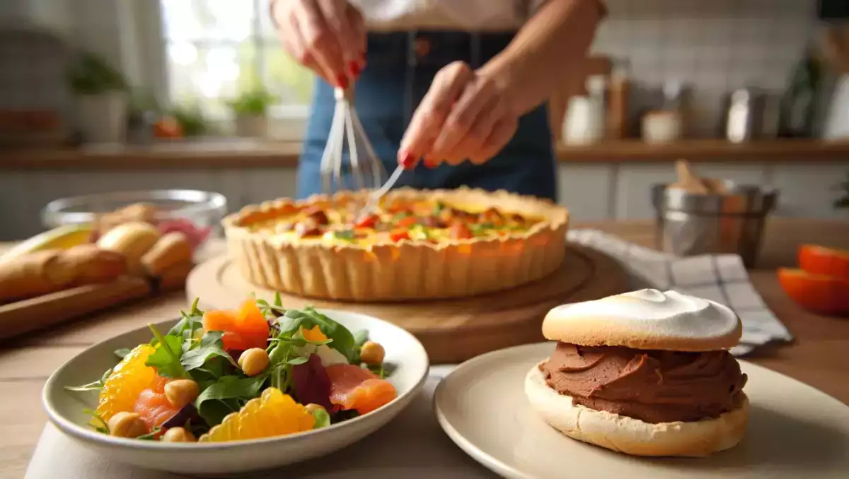 Denné menu, 11. júla: osviežujúci lososový šalát, sýty quiche s chorizom a ľahké čokoládové merveilleux