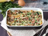 Recept Čo robiť s tortillami zapekaná šunka, špenát a mozzarella na spôsob mrveničkového koláča