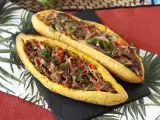 Recept Plátky plnené strúhaným mäsom a strúhaným syrom