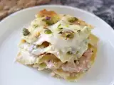 Recept Lososové lasagne s burratou a krémovými, chrumkavými pistáciami