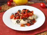 Recept Na vzduchu vyprážaná treska s cherry paradajkami, olivami a citrónom: ľahký a rýchly recept