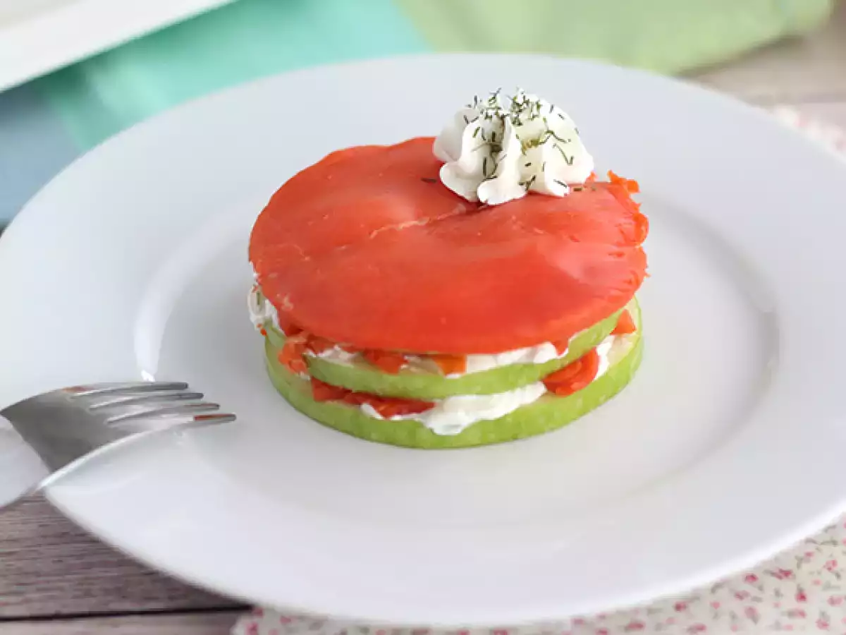 Recept Losos mille feuille so zeleným jablkom