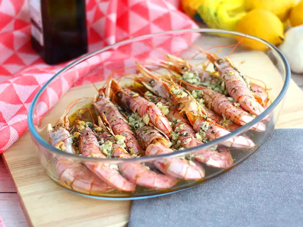 Recept Pečené krevety s cesnakom a bylinkami