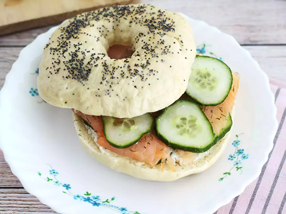 Recept Bagel s lososom, uhorkou a syrom fromage frais
