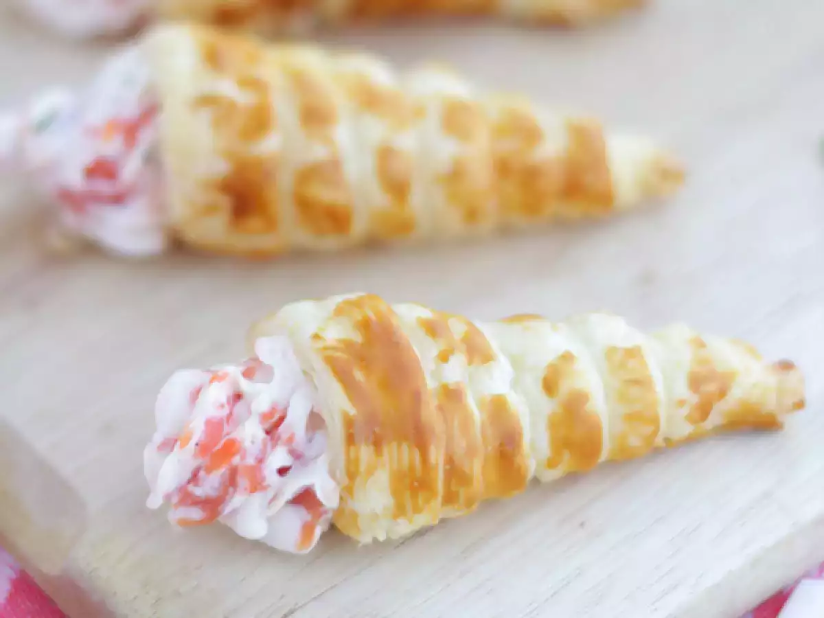 Recept Šišky z lístkového cesta s lososom a pažítkou