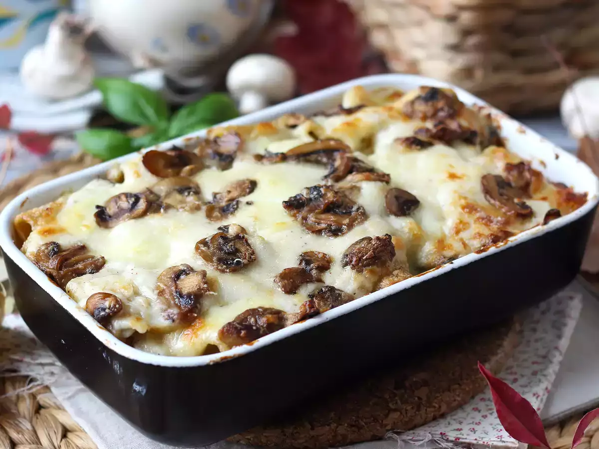Recept Pasta al forno ai funghi: dokonalý krémový a vláknitý recept na jeseň