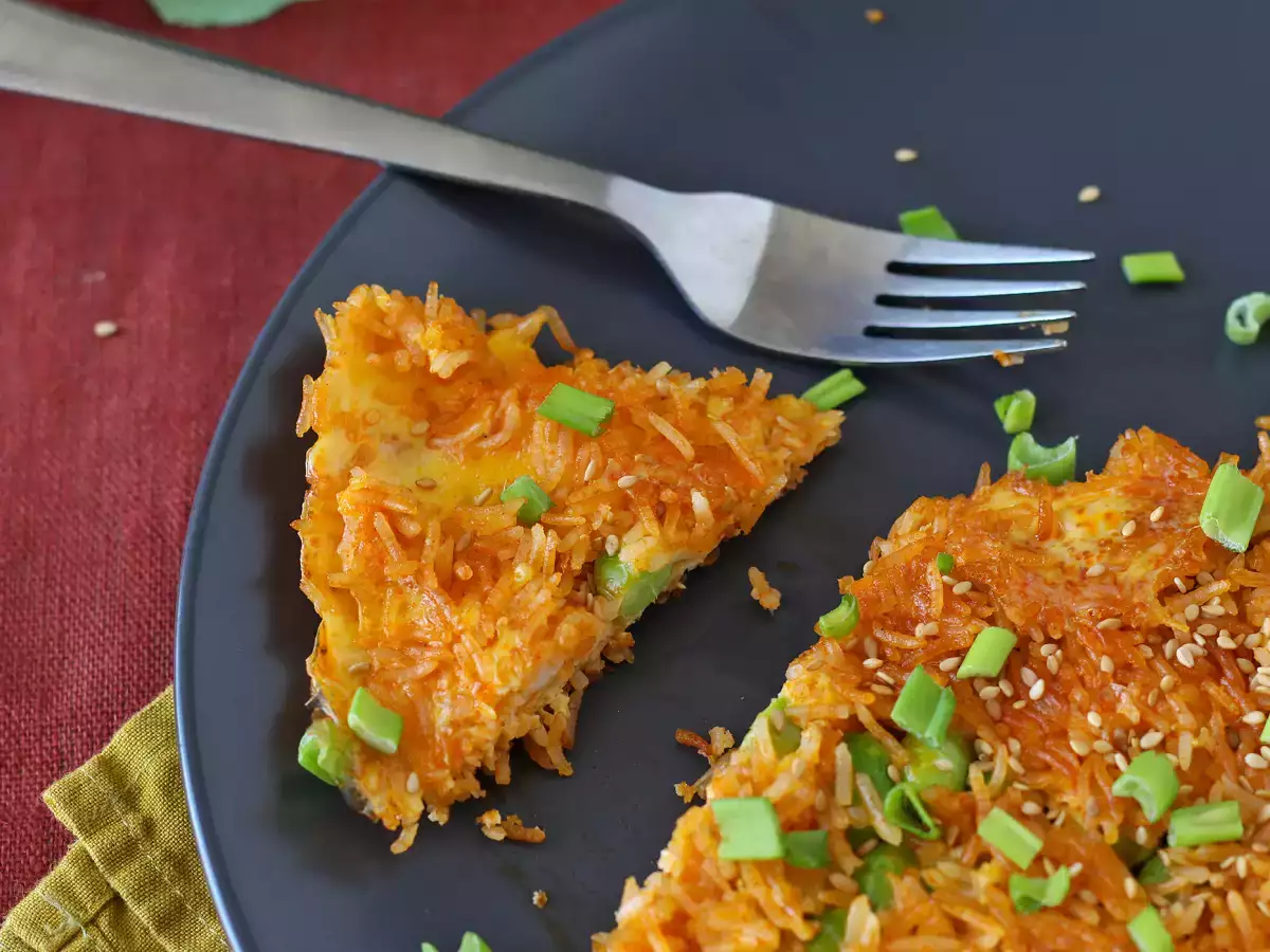 Recept Omeleta s chrumkavou ryžou a sójovými bôbmi, pikantné jedlo, ktoré je rýchle a bez odpadu!