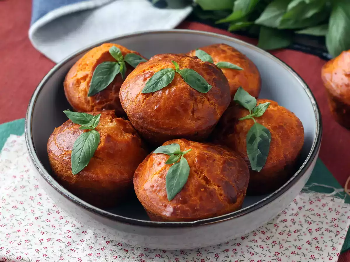 Recept Paradajkové muffiny s topiacim sa mozzarellovým srdcom