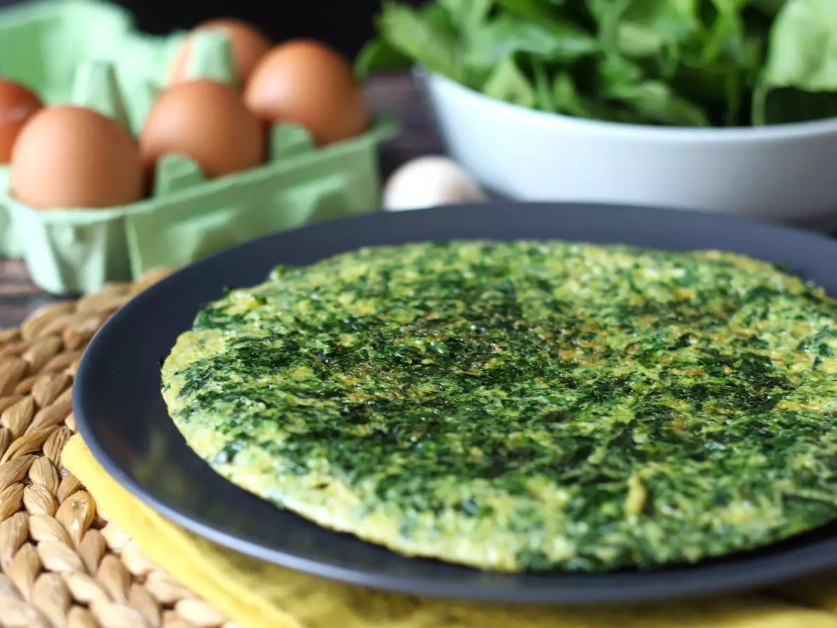 Recept Špenátová omeleta, jednoduchý a chutný vegetariánsky druhý chod