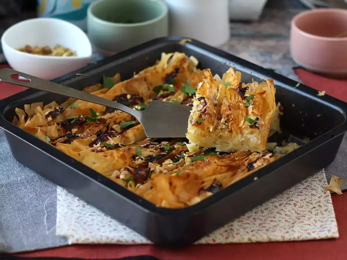 Recept Slaný koláč s kozím syrom a medom