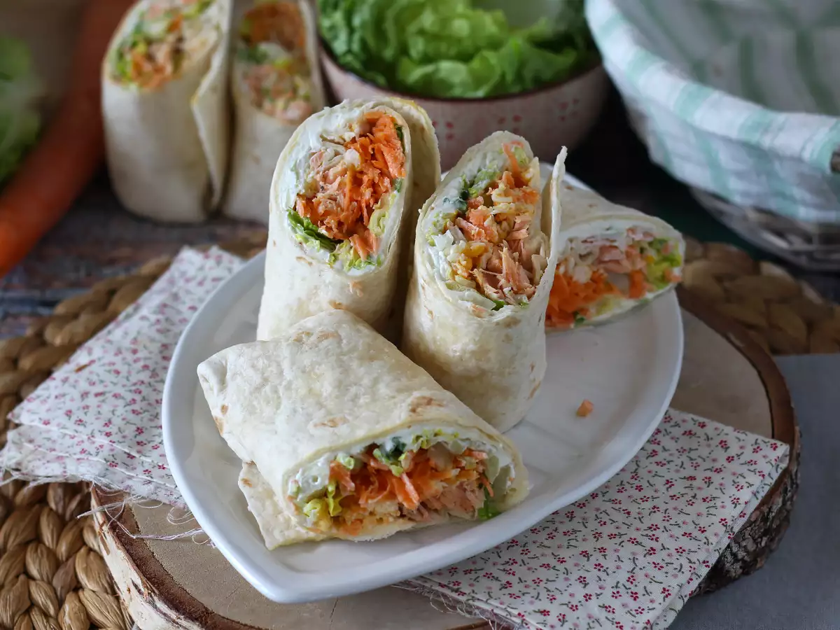 Recept Lososové wrapy, perfektný a praktický sendvič, ktorý si môžete vziať kamkoľvek so sebou