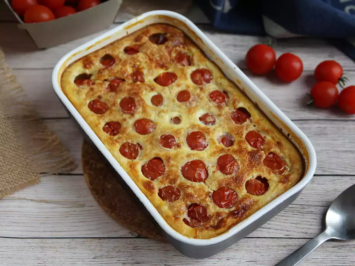 Recept Slané clafoutis s cherry paradajkami a tuniakom