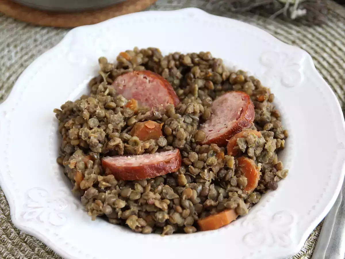 Recept Klobása morteau a dusená šošovica