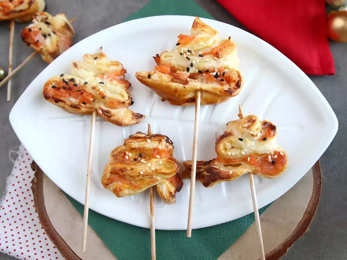 Recept Jedľa z lístkového cesta s dvoma druhmi lososa