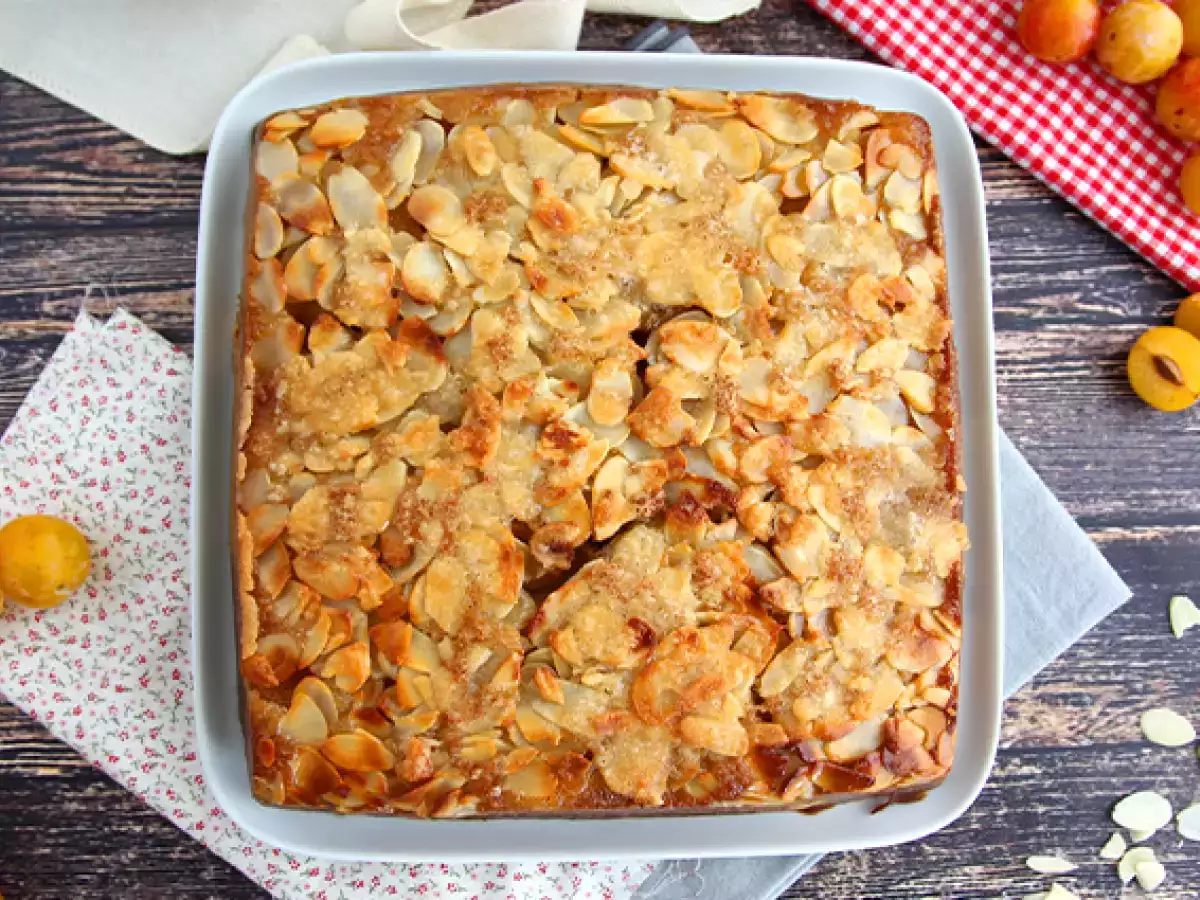 Recept Mirabelle a mandľový obrátený koláč
