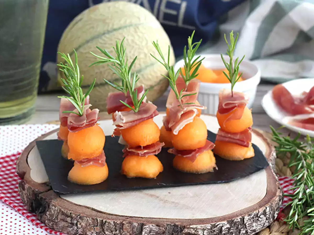 Recept Melón, šunka a rozmarínový aperitív kebab