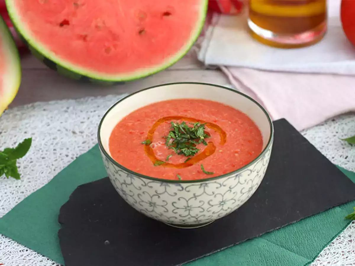 Recept Studená polievka z melóna a paradajok