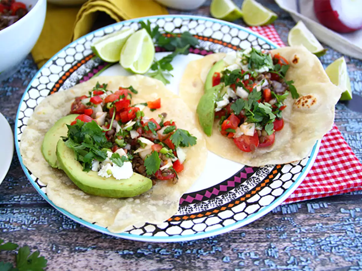 Recept Vegetariánske tacos so šošovicou