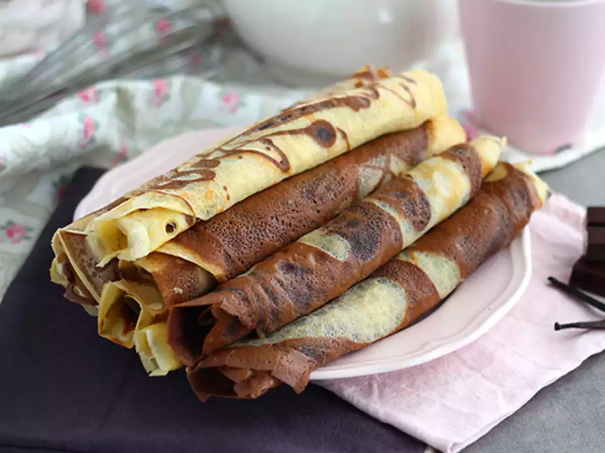 Recept Vanilkové a čokoládové mramorované palacinky