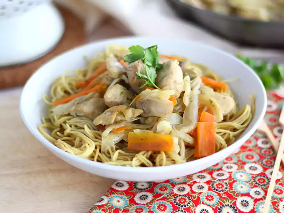 Recept Chow mein (chao men), čínske rezance s kuracím mäsom a zeleninou