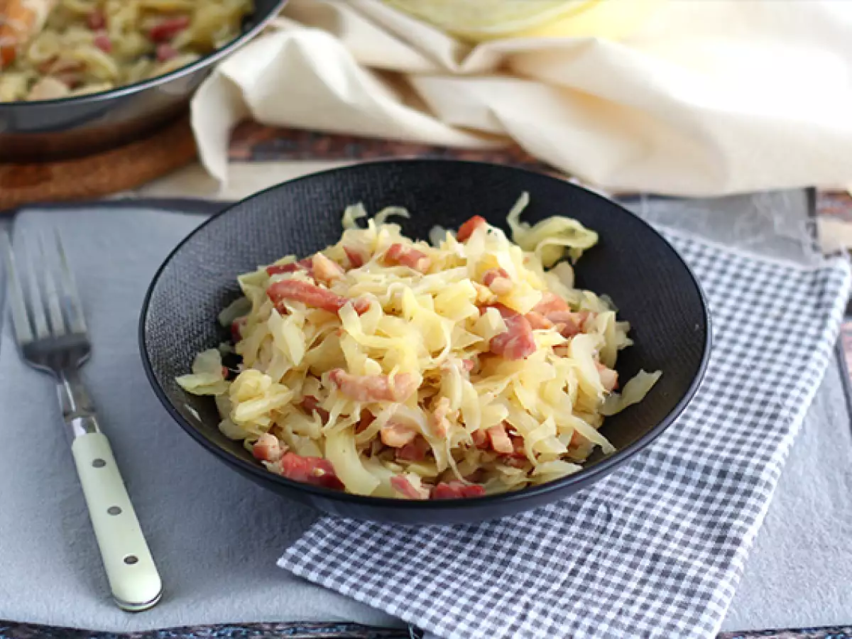 Recept Biela kapusta so slaninou