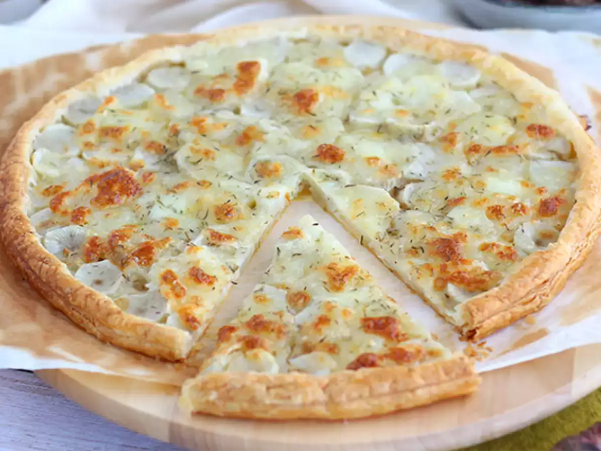 Recept Koláč z lístkového cesta s topinamburami