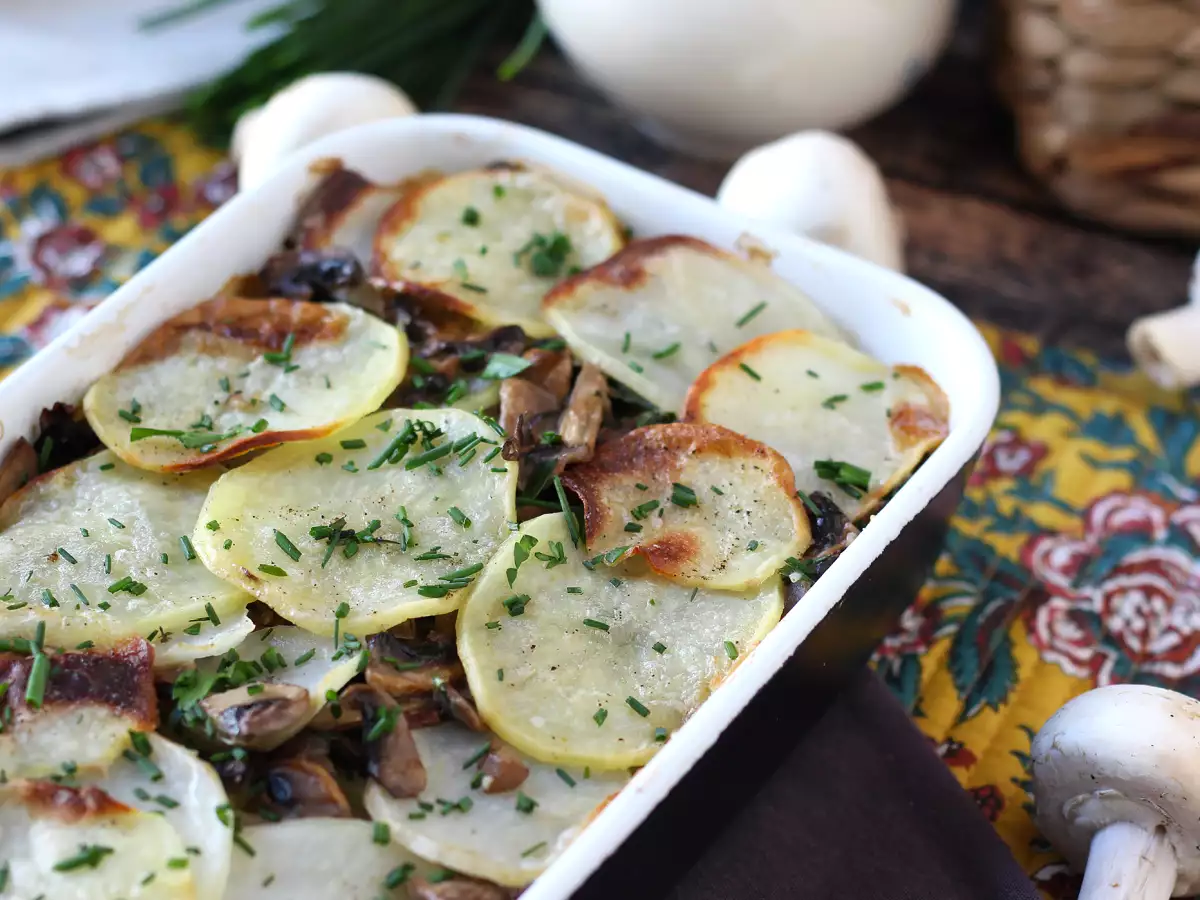 Recept Gratinované zemiaky so šampiňónmi