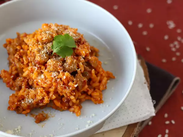 Recept Rizoto 'nduja a klobása, prvý chod s intenzívnou chuťou