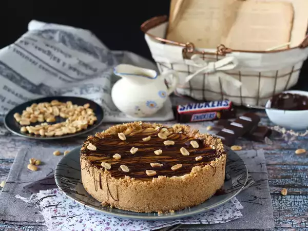 Recept Extra gurmánsky tvarohový koláč v štýle snickers