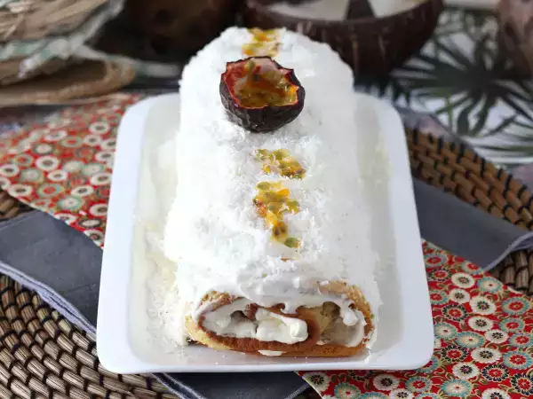 Recept Kokosová rolka s marakujou, ideálna ako yule log