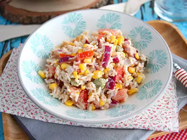 Recept Zmiešaný ryžový šalát (rýchle a jednoduché)