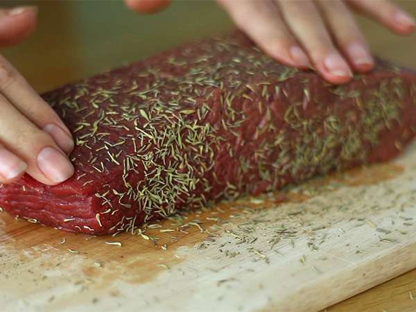 Bündnerfleisch alebo sušené hovädzie mäso - Príprava krok 1