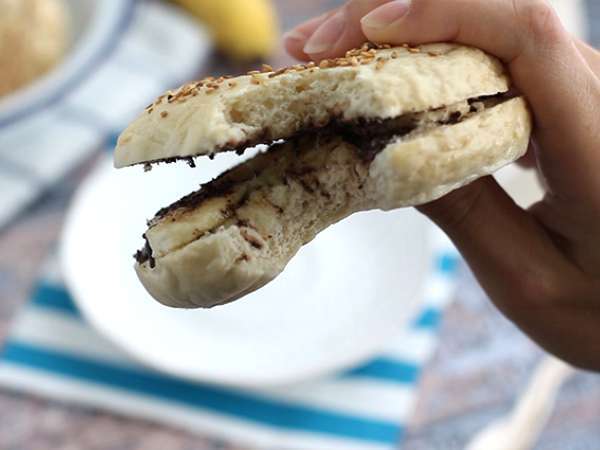 Čokoládový banánový bagel - Príprava krok 4