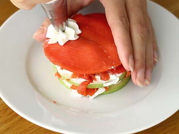 Losos mille feuille so zeleným jablkom - Príprava krok 5