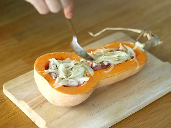 Courgiflette - maslová tekvica na spôsob tartiflette - Príprava krok 2