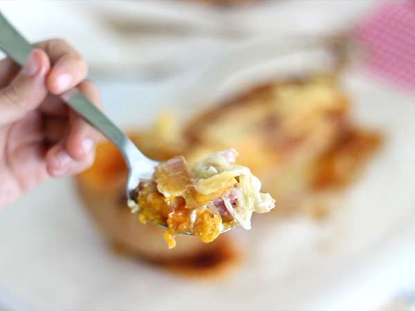 Courgiflette - maslová tekvica na spôsob tartiflette - Príprava krok 5