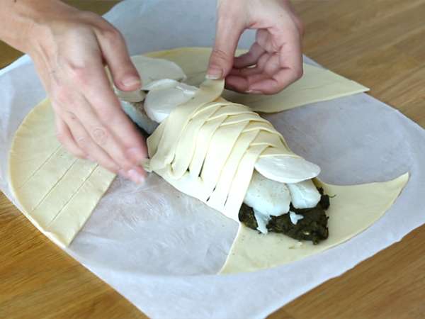 Ryba v kruste z lístkového cesta so špenátom a syrom mozzarella - Príprava krok 3