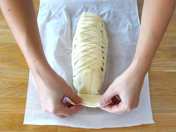 Ryba v kruste z lístkového cesta so špenátom a syrom mozzarella - Príprava krok 4