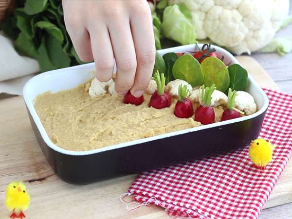 Zeleninová záhrada na aperitívy (hummus a baby zelenina) - Príprava krok 2