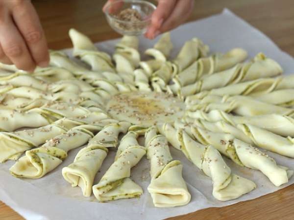 Pesto lístkové cesto - Príprava krok 4