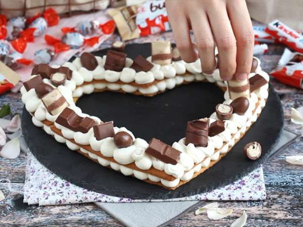 Srdcový koláč au Kinder - Kinder srdcový koláč na Valentína - Príprava krok 11