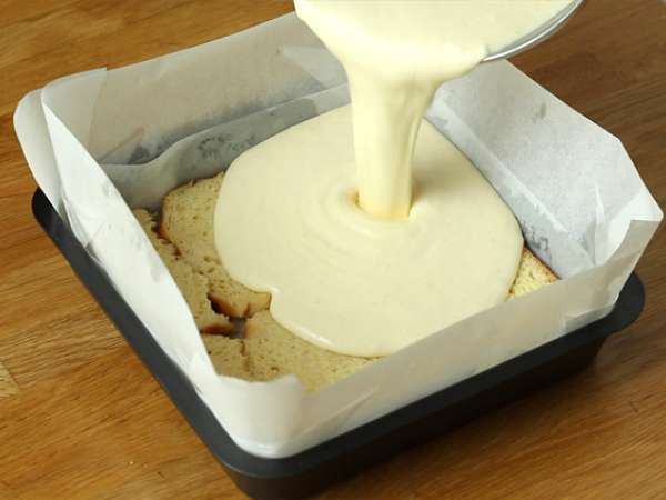 Tvarohový koláč a tvarohové tyčinky s francúzskym toastom (French toast cheesecake bars) - Príprava krok 5