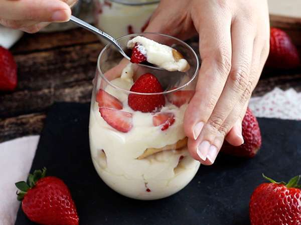 Chladené jahodové tiramisu verrines - Príprava krok 7