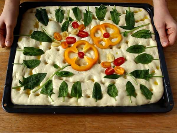 Kvety focaccia - focaccia art - Príprava krok 8