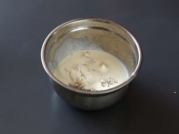 Vegetariánske verrines: hrachový krém, parmezánová omrvinka a mascarpone krém - Príprava krok 5