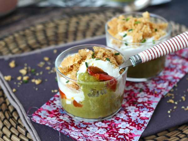 Vegetariánske verrines: hrachový krém, parmezánová omrvinka a mascarpone krém - Príprava krok 11