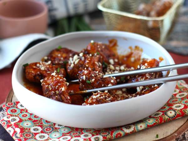 Kórejské vyprážané kurča s pikantnou omáčkou gochujang - Dakgangjeong - Príprava krok 10