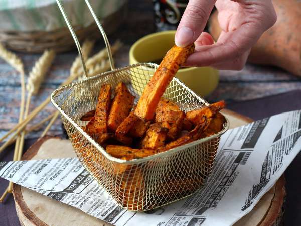 Sladké zemiakové hranolčeky vo fritéze Air Fryer, aby boli chrumkavé a žuvačkové! - Príprava krok 5