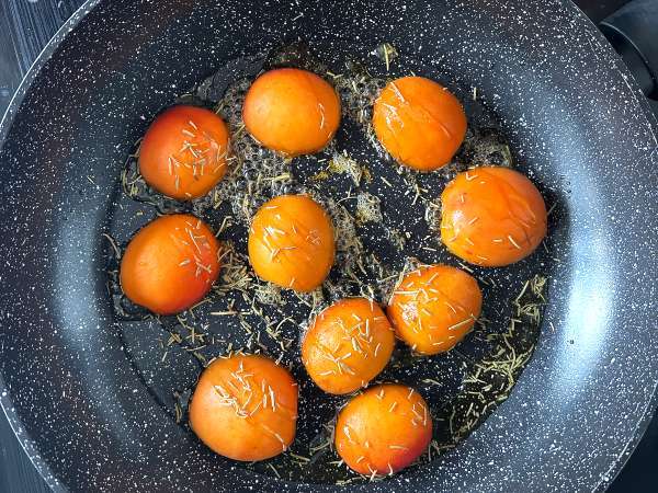 Pečené marhule, rukola a burrata na toaste - Príprava krok 3