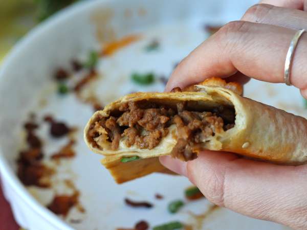 Tortilly pečené v rúre s quesadillou a pikantnou hovädzou náplňou - Príprava krok 7